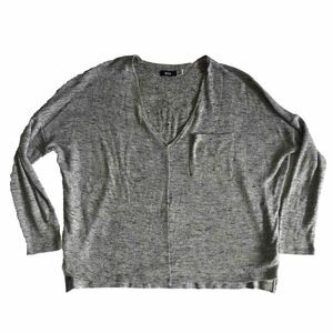BDG Pullover Sweater Gray Heather Knit Long Sleeve V Neck Size S Hi Lo Pocket